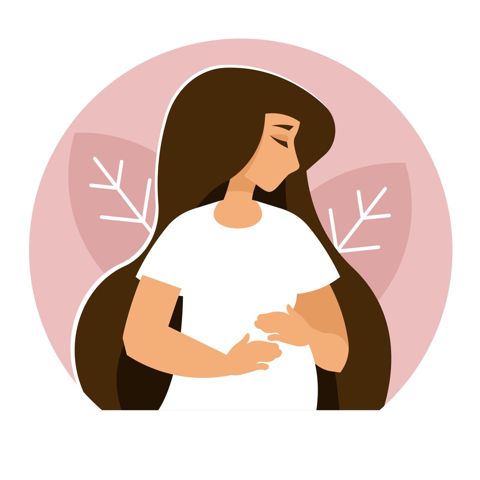 Illustration einer schwangeren Frau mit den Händen auf dem Babybauch